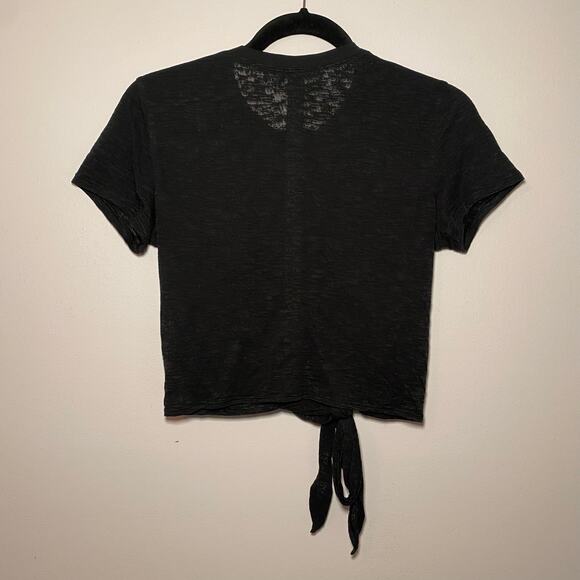 Lululemon Black Heathered Front Tie Short Sleeve T-Shirt Cropped Women's size 2 - Picture 7 of 9